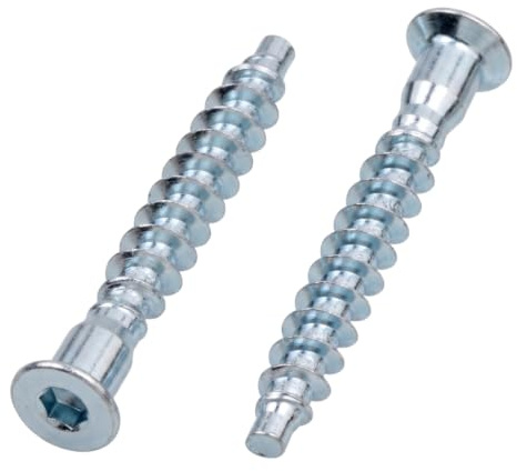 Confirmat Schrauben 6.4 x 50 Senkkopf mit Innensechskant Verzinkt 100 Stück | Korpusverbinder für Spanplatten und Möbelbau Möbelverbinder Möbelschrauben Holzschrauben