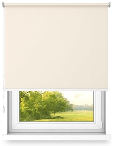 time4blinds Rollos Verdunkelungsrollo Freihängendes Rollo ohne Kassette Wand- oder Deckenmontage Großes Format UV-Schutz Thermische Eigenschaften Solides Design 80x240 cm Ecru - Links