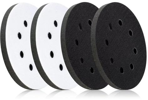 4 PCS Upgraded Foam Sanding Pads for Orbital Sander,125mm 8 Holes Soft Orbital Sander Pads,Sponge Polishing Buffing Pad Discs for Drill,Impact Resistant Low Noise (Black,White)