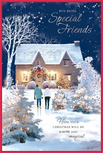 Weihnachtskarte mit Aufschrift To Very Special Friends, romantisches Paar, 22,9 x 15,2 cm