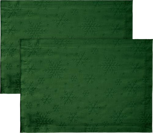 REDBEST Tischset Snowflake 2er-Pack bügelleicht dunkelgrün Größe 35x50 cm