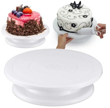 Przydasie Tortenplatte Drehbar 28 cm - Tortenständer - Kuchenplatte - Drehbare Tortenplatte mit Fuß - Tortenteller - Torten Drehteller - Tortenzubehör - Cake Stand - Tortendrehteller