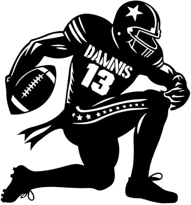 Personalisiert Wandtattoo American Football mit Name und Nummer Rugby Wandaufkleber Wandsticker für Kinderzimmer Wohnzimmer Schlafzimmer Wanddeko,Geschenk für Kinder Junge Teenager Männer
