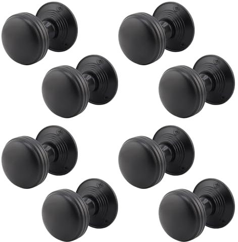 EAI Lined Door Knobs Matt Black | 4 Pairs of Mortice Knobs (55mm) for Internal Doors