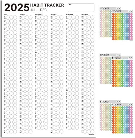 Habit Tracker, diario giornaliero di 6 mesi per obiettivi e abitudini, diario motivazionale per obiettivi quotidiani e obiettivi motivazionali, 40,6 x 58,6 cm