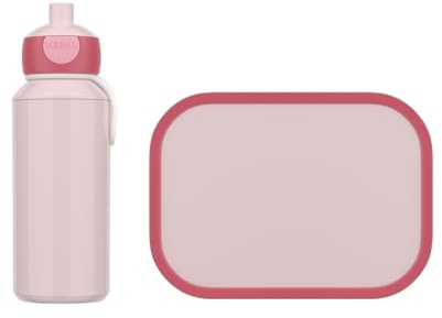 Mepal - Pausenset Campus - Set für Kinder mit Pop-up Trinkflasche & Lunch Box - Lunch-Set für die Schule oder unterwegs - Spülmaschinenfest - 400 + 750 ml - Cool pink