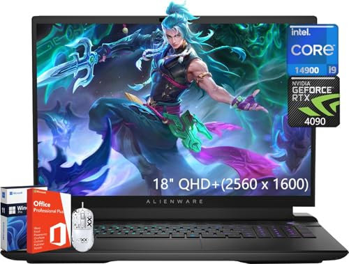 Alienware Dell M18 R2 Ordinateur portable de jeu RTX 4090, 18 QHD+ (2560 x 1600) 165 Hz, Intel 24-Core i9 14900HX, GeForce RTX 4090, 64 Go DDR5, SSD 2 To, caméra infrarouge FHD, clavier rétroéclairé,