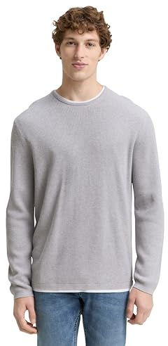 TOM TAILOR Denim Herren 1049409 2-in-1 Strickpullover aus Baumwolle