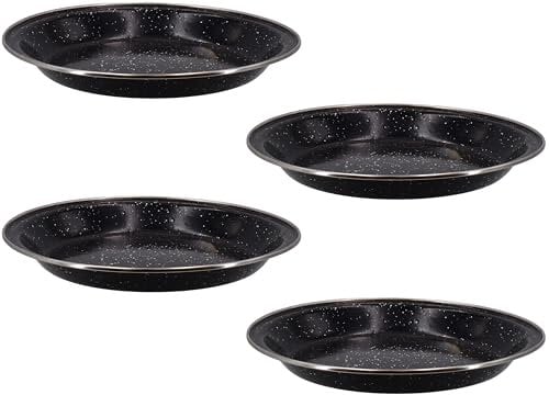 Quickdraw 4 x Enamel Camping Plates – Durable 24cm Lightweight Metal Plate with Enamelled Coating & Stainless Steel Rim – Ideal for Camping, Hiking, Travel, Outdoor Kitchen
