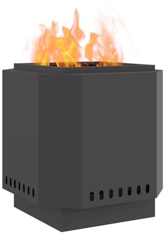 vidaXL Hoguera sin Humo 48 x 48cm en Negro, Rectangular, de Acero, para Exteriores. Resistente a la oxidación, con diseño Minimalista. ¡Ideal para el balcón, reuniones en el Patio, chimeneas de leña