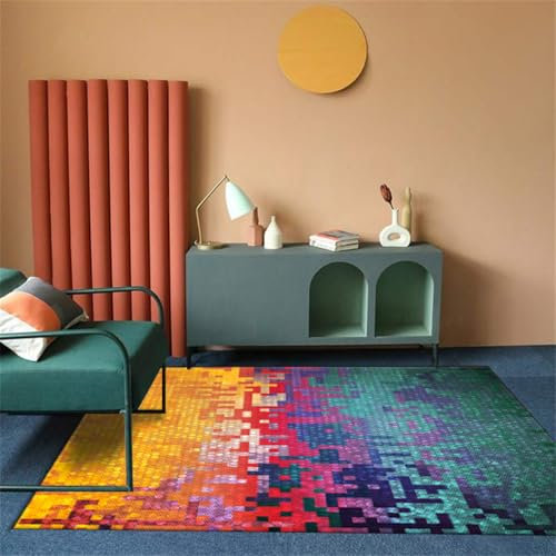 RUGMRZ Kinderteppich 80X160Cm Teppich Kinderzimmer Mädchen 14 Gelb Rugs Washable Terrassenteppich Wohnzimmer Modern Minimalistisches Sofa Schlafzimmer Blau