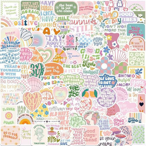 100 Stück Inspirierende Zitate Aufkleber Set – Pastellfarbene und ästhetische Motivationssticker stickers mit niedlichen Designs, für Laptop, Tagebuch, Handy, Flasche – für Jugendliche & Erwachsene