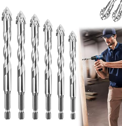 Xsybegdlk Lot de 6 forets excentriques à quatre dents de scie à quatre tranchants - Jeu de forets excentriques haute résistance 4/5/6/8/10/12 mm - Foret excentrique haute résistance avec 4 tranchants