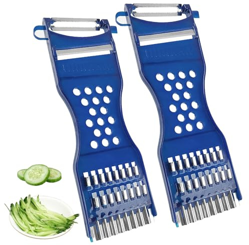 Juego De 2 Peladores De Verduras Pelador Multifuncional 6 En 1, Rallador Para Zanahorias, PráCtica Herramienta De Cocina Para El Hogar, Ralladores De Frutas Y Verduras, Rebanadoras (Azul)