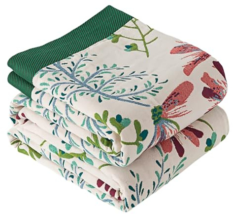 Ffdshc Green Grass Boho Throw Blanket for Bed, Lightweight Muslin Cotton Quilt Blanket for Thanksgiving Gift, Travel Blanket, Reversible Picnic Blanket 60 x80'' for Couch, Chair