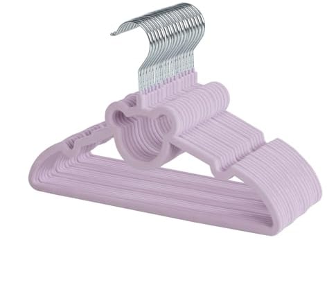 ManGotree Baby-Samtbügel, platzsparende Kinder-Kleiderbügel 20 Stück Lila | Rutschfeste niedliche Bären-Kleiderbügel mit 360° drehbarem Haken, ultradünne Kleinkind-Kleiderbügel aus Filz