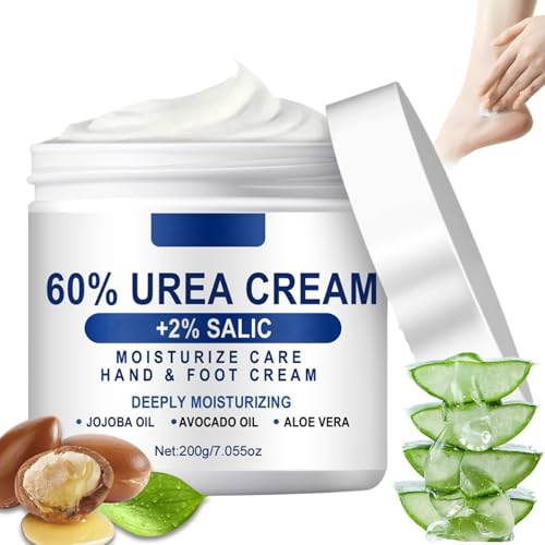 Urea Creme 60 Prozent, Fusscreme für Sehr Trockene Füsse, Fußcreme Gegen Hornhaut, Schrundensalbe Füße – Intensive Fußpflege für Trockene und Rissige Haut, Healthy Feet 200G.