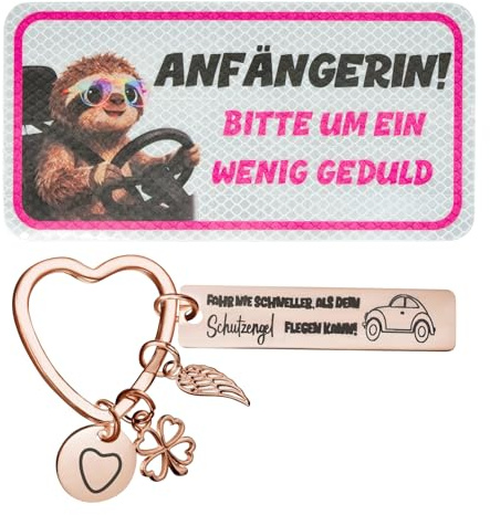 Schlüsselanhänger Führerschein Bestanden Geschenk, Anfänger Schild Auto | Fahranfänger Magnetschild, Drive Safe Schlüsselanhänger Führerschein Geschenke, Perfektes Geschenkset für Fahranfänger