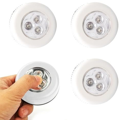 Comioke 3er Set Stick&Push LED Touch Lampe, Batteriebetrieben, Nachtlicht selbstklebend, Küchenlampen, Schrankleuchten, Lampe Nachtlicht Leuchten Batteriebetrieben, Selbstklebend Küchenlampen