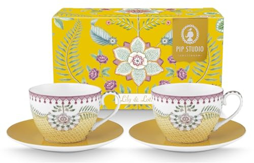 Pip Studio Lily&Lotus Yellow Tasse mit Untertasse 0,3l Set2