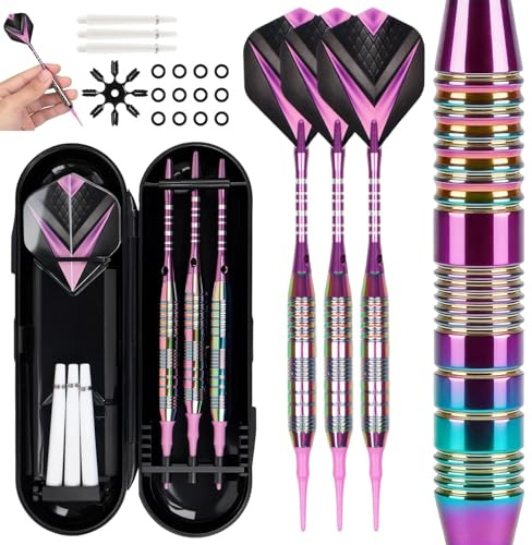 21g Softdart Pfeile mit Kunststoffspitze für Elektronische Dartscheibe | Premium Aluminiumlegierung| O-Ringe Gegen Lösen| Weiche Spitzen Schützen Die Dartscheibe| Ergonomisch| Mit Aufbewahrungsbox