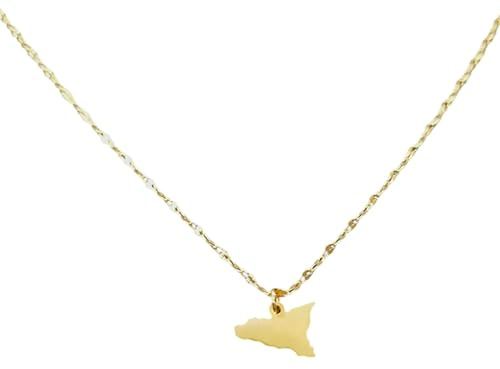Lunix Collana Sicilia Pendente in Acciaio Inossidabile Resistente Siciliani nel Mondo Simbolo di Orgoglio e Appartenenza Idea Originale Regalo Natale Gioielli Siciliani Donna Catenina Labbra (Dorato)