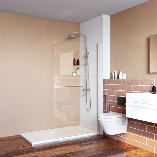 ZANOFIRA 800mm Walk in Shower Screen 6mm Toughened Safety Glass Panel Wet Room Shower Enclosure Reversible Easy Installation Frameless Bathroom Glass Panel