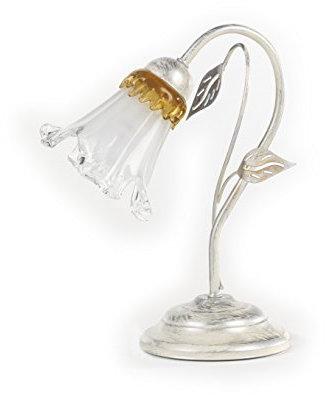 Onli 4998/L Lampada da Tavolo, Bianco/Argento/Oro, metallo;vetro