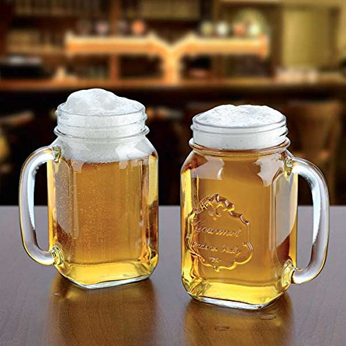 Chabrias Ltd The Original Mason Drinking Jar Glasses - Set of 6 - Drinking Jars for Cocktails and Smoothies