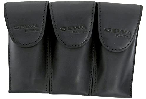 GEWA Mundstücktasche Crazy Horse Trompete schwarz für 3 Mundstücke dreifach Trompete schwarz