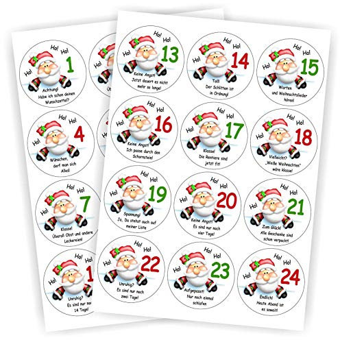 24 Aufkleber Etikett Sektflasche Weinflasche Weihnachtsmann Sprüche