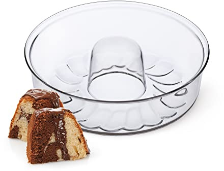 SIMAX Flaches Gugelhupfform, Glas, transparent, 12,1 cm, hitze-, kälte- und stoßfest, für 8,4 Tassen, hergestellt in Europa