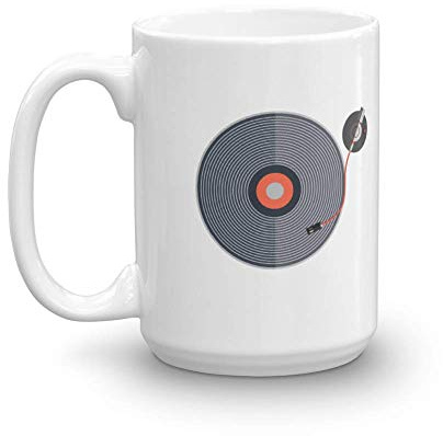 Vinyl Record Player Coffee & Tea Mug, Accessories, Decorations, Novelties, Party Supplies, Favors & Giftables for DJ Or Disc Jockey, Turntablist, Crate Digger, and Vinyl Records Collectors (15oz)