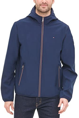 Tommy Hilfiger Men's Lightweight Water-Resistant Performance Soft Shell Jacket (Regular and Big & Tall(Transitional, Midnight, 3XL