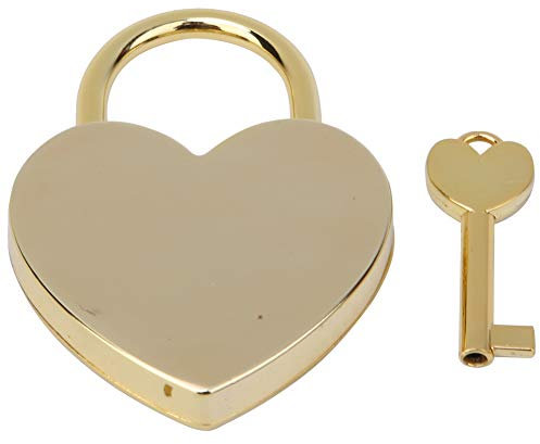 1pcs herzförmige Vorhängeschloss, 1,8 x 2,3 Zoll Mini-Schloss mit Schlüssel Höhe poliert Metallschlösser für Gepäck Handtasche Tagebuch Buch Schmuckschatulle(Imitation Gold)