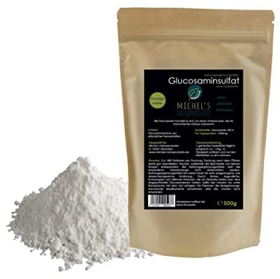 Michel´Naturprodukte Glucosaminsulfat 2KCL Pulver 500g -reines Glucosamin-Vegan-Aus pflanzlicher Fermentation-Glucosamine-Premium Qualität