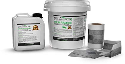 BKM.Mannesmann Duschabdichtung Set I Bundle zur Abdichtung von Sanitärräumen I Voranstrich + Flüssigfolie + Dichtband + Innenecken + Wandmanschetten I Flüssigdichtung für Dusche