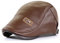 CHENNUO Leder Kappe Herren Winter PU-Leder Schiebermütze Flatcap Schirmmütze (Braun)