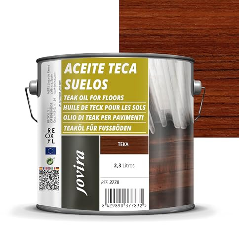 JOVIRA PINTURAS Aceite Teca Suelos, para madera exterior, terrazas, tarima, muebles jardín, Protección, restauración y cuidado de la madera Teca en intemperie exterior. (2,3 Litros) G-25