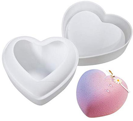 VOANZO Moule en silicone en forme de coeur moule de cuisson en silicone 3D pour bricolage artisanat chocolat, savon fait à la main, pudding, gâteau (amour-228 ml)