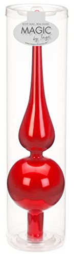 Inge-glas Christbaumspitzen 26cm | Weihnachtsbaumspitzen matt glänzend Baumspitze Spitze Christbaumschmuck (Ruby Red rot Opal)