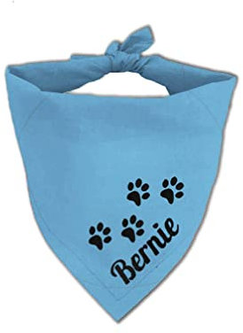 Personalisiertes Hunde Bandana - Verstellbares Dreiecks Halstuch Mit Gesticktem Wunschnamen - Baumwolle Kopftuch Dreieckstuch für Hunde (S, Blau)