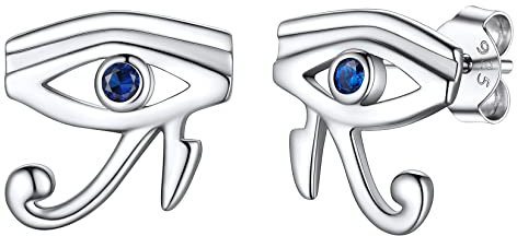 Silvora Ohrringe Damen Herren S925 Silber Auge des Horus Ohrstecker Gotik Zirkonia Horus Auge Ohrringe Mode Ohrstecker Schmuck Geschenke für Männer Mädchen