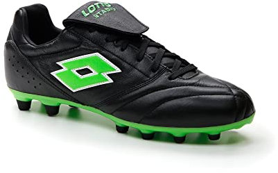 Lotto Stadio 200 III FG - Botas de fútbol para hombre, All Black Spring Green, 47 EU