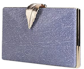 CORIOS Clutch Damen Kette Abendtasche Umhängetasche mit Blatt Schnalle Verschluss Glänzend Schultertasche Portemonnaie Tasche Glitter Handtasche für Hochzeit Abendparty Tanzparty Geburtstag Blau