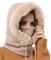 FEOYA 2 in 1 Damenmütze Winter Damenmütze Kapuze Winter Strick Halswärmer Windstopper Hut Balaclava