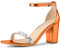 Allegra K Women's Rhinestone Ankle Strap Chunky Heels Sandals Orange 6.5 UK/Label Size 8.5 US