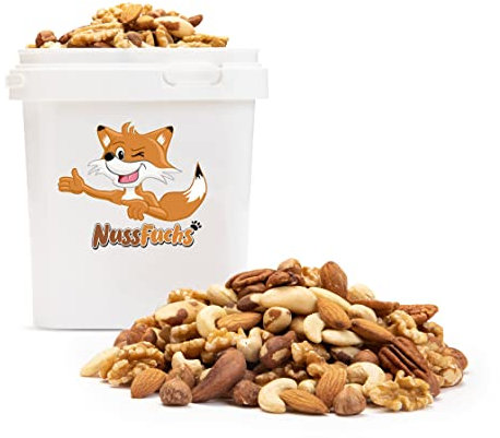 Nussmischung Natur - 1,5kg -Nuss Mix - 7 Sorten knackige Nusskernmischung - ungeröstet ungesalzen - Paranüsse Walnüsse Cashewkerne Mandeln Pekannüsse Haselnüsse Mandeln blanchiert - (1,5kg)