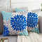 Kissenbezug 50x50cm Blumen Kissenhüllen Blau Hellblau und Grau Leinen Kissen Sofakissen Bezug Sommer Herbst Floral Modern Dekorativer Dekokissen Couchkissen für Auto Sofa Bank Wohnzimmer