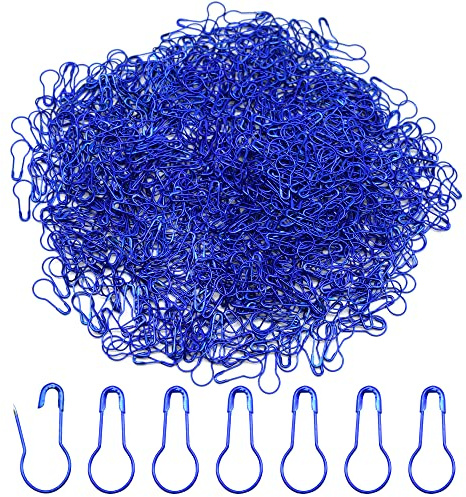 Hocansen 1000 Pcs Safety Pins Bulb Pin Metal Knitting Pins Calabash Crochet Stitch Markers Gourd Sewing Pin for Crocheting Clothing Tag DIY Craft Project（Blue）